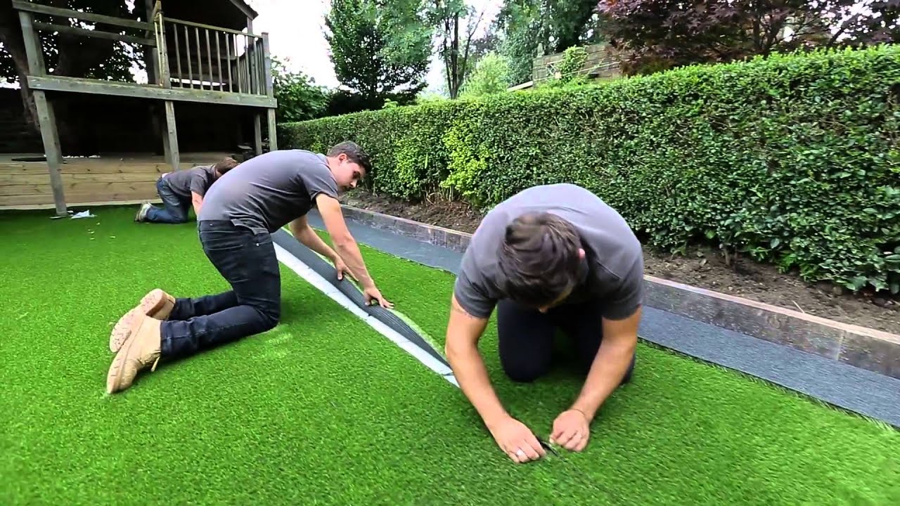 artificial grass installation backyard